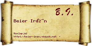 Beier Irén névjegykártya